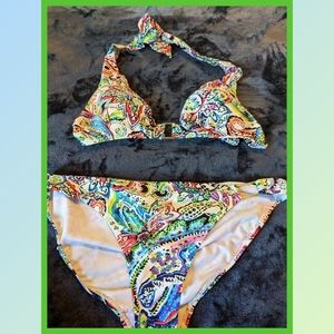 Lauren Ralph Lauren Multi Color Paisley Print Bikini